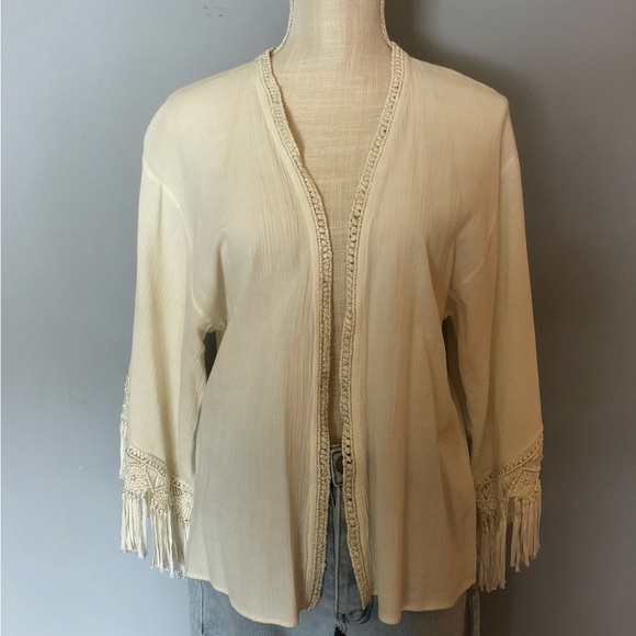 EUC. Calypso St. Barth open front fringe sleeve kimono. O/S - Picture 5 of 8